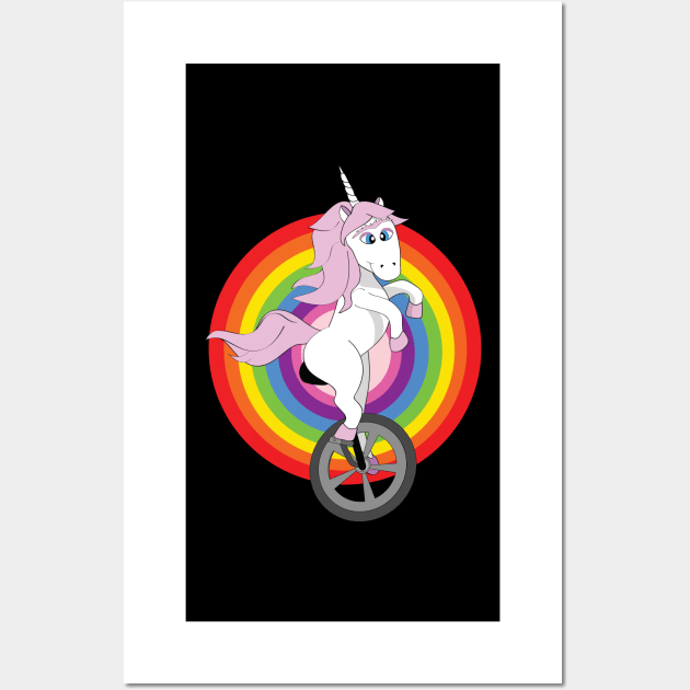 Unicorn, unibrow, unicycle Wall Art by LostintheLines